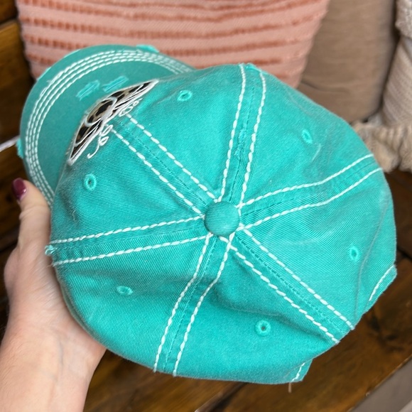 NWT Boutique Thankful & Blessed Turquoise and Leopard Print Hat- OS - Picture 7 of 7